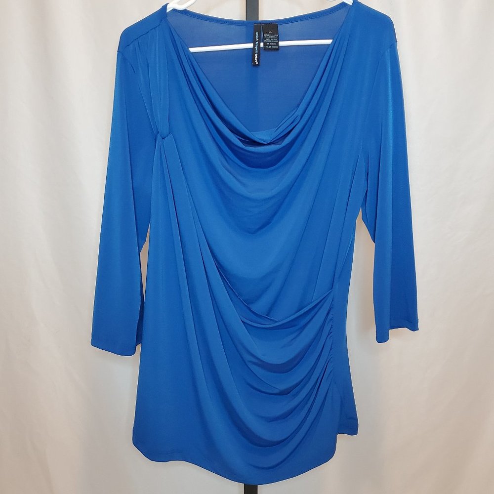Royal Blue Draped Wrap Top
